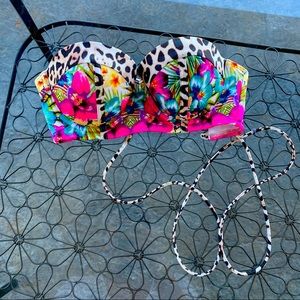 VS Animal Print with Bright Floral Swim Top